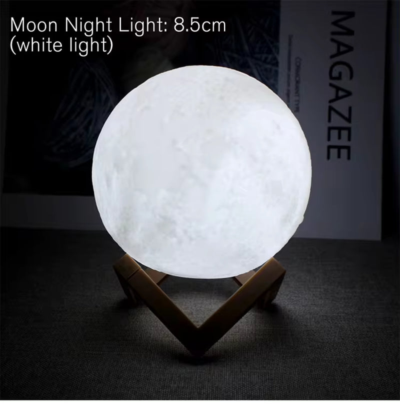 3D Moon Lamp with Wooden Stand