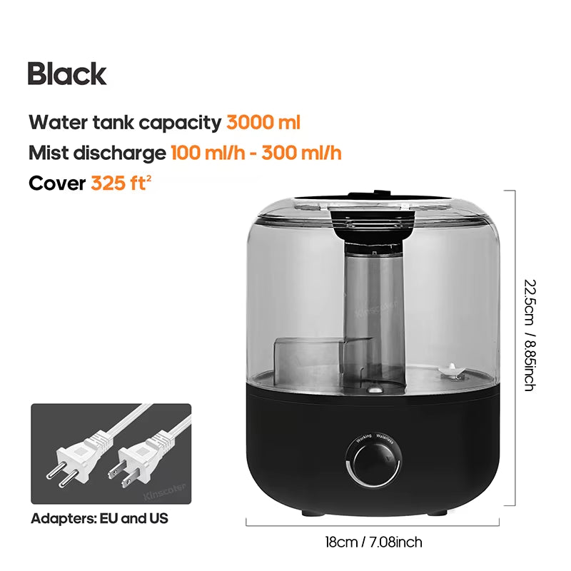 3L Air Humidifier Professional Large Capacity Home Humidifier Plant Mist Aroma Diffuser with Remote Control Timer