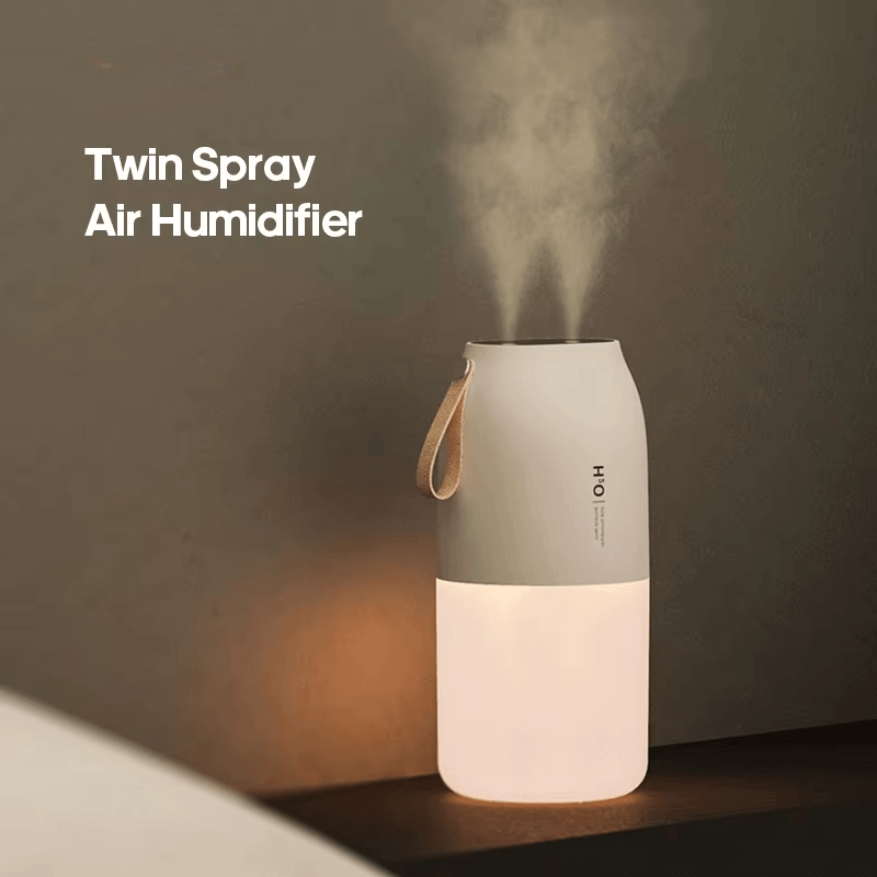 Portable Dual Jet Ultrasonic Air Humidifier 300ml with 2000mAh Battery – Cool Mist Diffuser and Air Purifier for Home, Office, or Travel