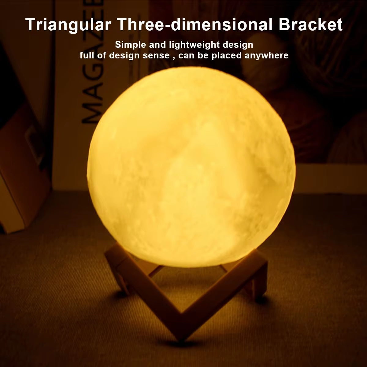 3D Moon Lamp with Wooden Stand